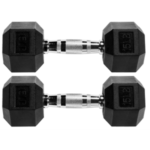 Rubber Encased Hex Dumbbell 15LB