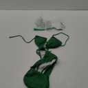 OYOANGLE Women's Chain Linked Cut Out Halter One Piece Swimsuit Tummy Control Bathing Suit (Army Green)