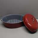 BRONYPRO Large Turkey Roasting Pan with Lid & Rack, 18-Inch Durable Granite Non-Stick Roaster, 20 lb Capacity for Roasting Turkey, Chicken Or Vegetables, Red