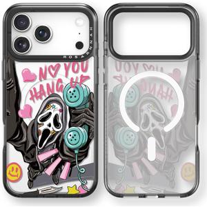 Rosarnnah for iPhone 17 Pro Case Cute - Compatible with Magsafe - Durable Shockproof 6.6 ft Drop Impact Phone Case - Funny Skeleton Halloween Horror Design (6.3") Black