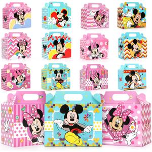 Latwerd 24 Pack Mouse Party Favor Boxes - 12 Cute Designs Paper Gift Boxes with Handles, Reusable Kraft Candy Tote Box for Birthday Parties,Graduations & Holiday Events