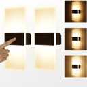 MEHIDFY Wall Sconces Sets of 2, Dimmable Touch Control Wall Lamp, Rechargeable LED Wall Sconces, Battery Operated Wall Lights, Bedside Lamp, Reading Light Bedroom with 4 Brightness (Warm White) (Black)