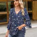 Timeson Women's Business Casual Tops 3/4 Sleeve Dressy Blouses Office Work Shirts (M)