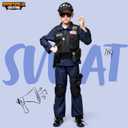 Spooktacular Creations 20PCS Police SWAT Costume for Kids, S.W.A.T. Police Officer Costume for Boys Halloween Cosplay Party (Black, Large)