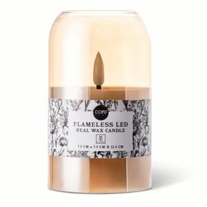 Core Home Flameless LED Glass Bullet Real Wax Jar Candle Small - Amber