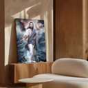 1Pcs Framed Jesus Walking On Water Wall Art Religious Christian Poster Print Inspirational Bible Canvas Artwork For Living Room Or Gallery Display Home Decor 12x16 Inch Ready To Hang