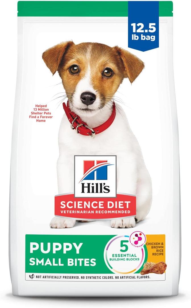 Hill's Science Diet Puppy, Puppy Premium Nutrition, Small Kibble, Dry Dog Food, Chicken & Brown Rice, 12.5 lb Bag, Best By 01, 2026