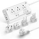 (34)2000W Voltage Converter US to Europe for Hair Dryer, 220V to 110V Converter for European Travel with 3 AC 2 USBC 2 USBA Ports, European Travel Plug Adapter with Type C/G/I/L Plug (White