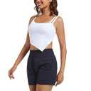 Nesyd Longline Sports Bras for Women Adjustable Workout Gym Fitness Yoga Padded Bra Crop Tank Tops with Built in Bras Camisole (White, L)  