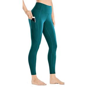 Yoga Pants with Pockets for Women  Leggings with Pockets High Waisted Tummy Control Non SeeThrough Workout Pants Pine Green Size S