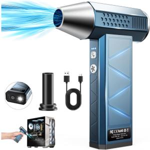 Hingso Compressed Air Duster, 380000RPM Powerful Electric Air Duster with LED Light, 4-Gear Rechargeable Mini Blower with Brushless Motor, Jet Dry Blower for Computer, Keyboard, Home, Car, Outdoor