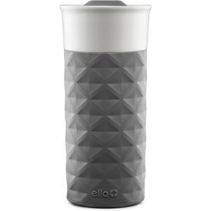 Ello Ogden 16oz Ceramic Travel Mug with Splash-Resistant Slider Lid and Protective Silicone Sleeve, Perfect for Coffee or Tea, BPA-Free, Gift for Holiday Him Her Mother's Day, Dishwasher Safe (Gray)