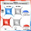 Blue Red Square Balloon Foil, 25PCS Double Sided Royal Blue Red and Metallic Silver Square Foil Balloon Backdrop Wall for 4th of July Independence Day Memorial Day Baseball Sport Birthdays Graduation
