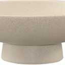 Modern Resin Pedestal Bowl  Large Fruit Bowl for Kitchen Counter, Catch All Bowl for Entryway Table, Stylish Key Bowl & Dining Centerpiece, Beige