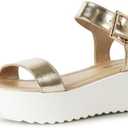 J.Adams Surf Platform Sandals – Women\'s Open Toe Chunky Low Mid Heel Wide Summer Block Flatform Espadrille Wedge – Comfortable Casual Walking Vegan Jelly Flat Shoes with Adjustable Ankle Strap and Lug Sole Size 8\'5