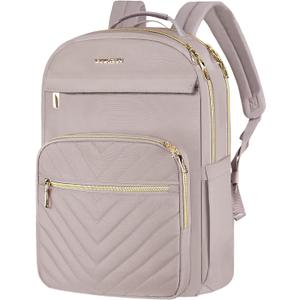 VANKEAN 17.3 Inch Laptop Backpack for Women Work Laptop Bag Fashion with USB Port, Waterproof Backpacks Stylish Travel Bags Casual Daypacks for College, Business, Light Dusty Pink