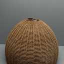 13.7in Rustic Woven Pendant Light Fixture, Rattan Lampshade Coastal Hanging Lighting, Adjustable Vintage Farmhouse Chandelier for Kitchen Island Dining Room