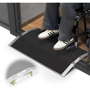 27.6"L1.6"H Bridge Threshold Ramps for Doorways, Fits 2.85.1" Wide Thresholds with Adjustable Support Bars, Non-Slip Aluminum Wheelchair Ramps for Home Steps, Sliding Door Ramp for Wheelchair
