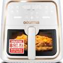 Gourmia 8 Qt Air Fryer, 8 Presets with Digital Display, FryForce 360° Technology, Easy View Window & Interior Light, Dishwasher Safe Basket, White