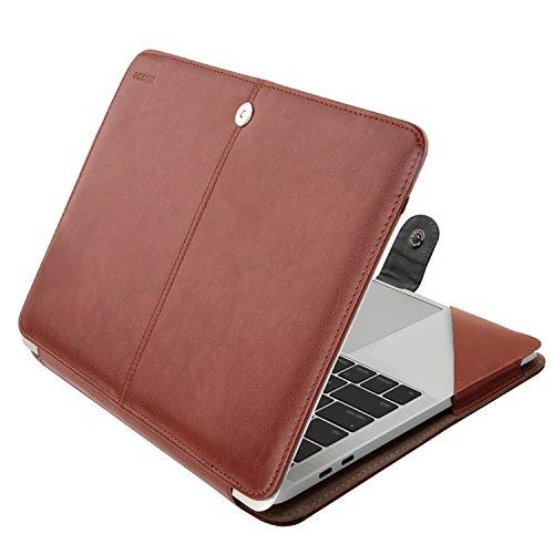 MOSISO Case Compatible with MacBook Air 13.6 inch M4 M3 M2 2025-2022 /Air 13 M1 2022-2018 /Pro 13 inch M2 M1 2025-2016, PU Leather Portfolio Protective Stand Cover, Brown
