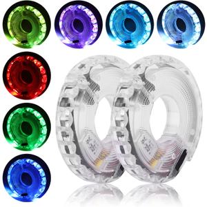 USB Rechargeable 7 Color LED Bike Wheel Lights - 15 Modes Cycling Hub Lights for Night Riding