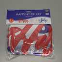 Beistle Foil Happy 4th of July Streamers 2 Count, Patriotic Independence Day Red Silver Blue Party Decorations with White Ribbon, USA American Holiday Party Supplies for July 4th, 10 x 5