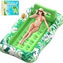 Pool Floats Adult,76" x 48" XL Inflatable Tanning Pool Lounger Float with Pillow,4 in 1 Suntan Tub Sunbathing Raft Floatie Water-Filled Mattress Kids Pool Ball Pit, Perfect for Lake River Party & Relax