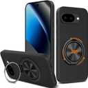 Compatible with Google Pixel 10A 5G Phone Case, 360 Rotatable Ring Holder Kickstand/Stand Silicone TPU Silm Fit Shockproof Protective Cover Case for Google Pixel 10A (2026) - Black
