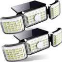 Boyuan Solar Lights Outdoor, with Motion Sensor, 188 LEDs Solar Powered Security LED Flood Lights, 3 Adjustable Heads IP65 Waterproof, Flood Wall Lights, for Patio Yard Garden Porch (2pcs)