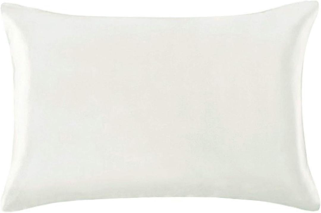 Nature Silk Pillowcase 14x20 Inch Double Side 19 Momme Thick Silk Pillowcase for Hair and Skin 600 Thread Count 100% Mulberry Silk Bed Pillow Cover Toddler Size 36x51CM Ivory White, 1 Piece