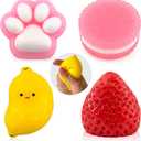 4Pcs Squishy Toys, Soft Sensory Fidget Squeeze Toys for Stress Relief, Kawaii Fufu Taba Squishies for Kids & Adults, Party Favors, Goodie Bag Filler
