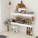 FLYJOE Deep Floating Shelves | 36 Inch White Floating Shelves Set of 2 | 12 Inch Deep Rustic Wood Shelves for Wall | 36" W x 12" D White Shelves for Living Room Bathroom Laundry Room Kitchen, 35.6W x 11.6D x 2H, 2 Pack