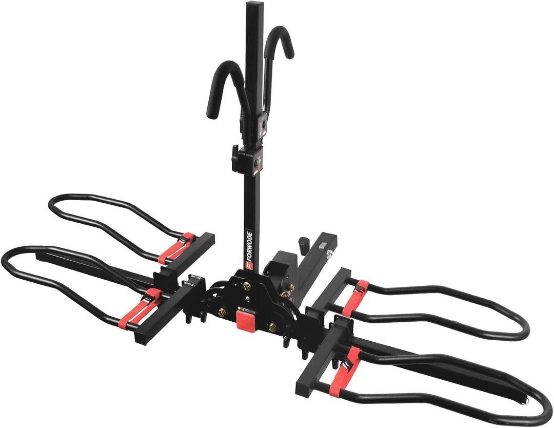 FORWODE Bike Rack Hitch for Car, 200 LB 2-Bike Racks with Hitch Lock, Wobble Free Smart Tilting Folding Hitch Mount Bike Rack for 2 Inch Receiver, Bike Carrier Fits Up to 5 Inch Fat Tire for Car