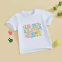 Toddler Boys Girls Easter T-Shirt Short Sleeve Bunny Outfits Kids Funny Rabbit Letters Graphic Cotton Tee Top