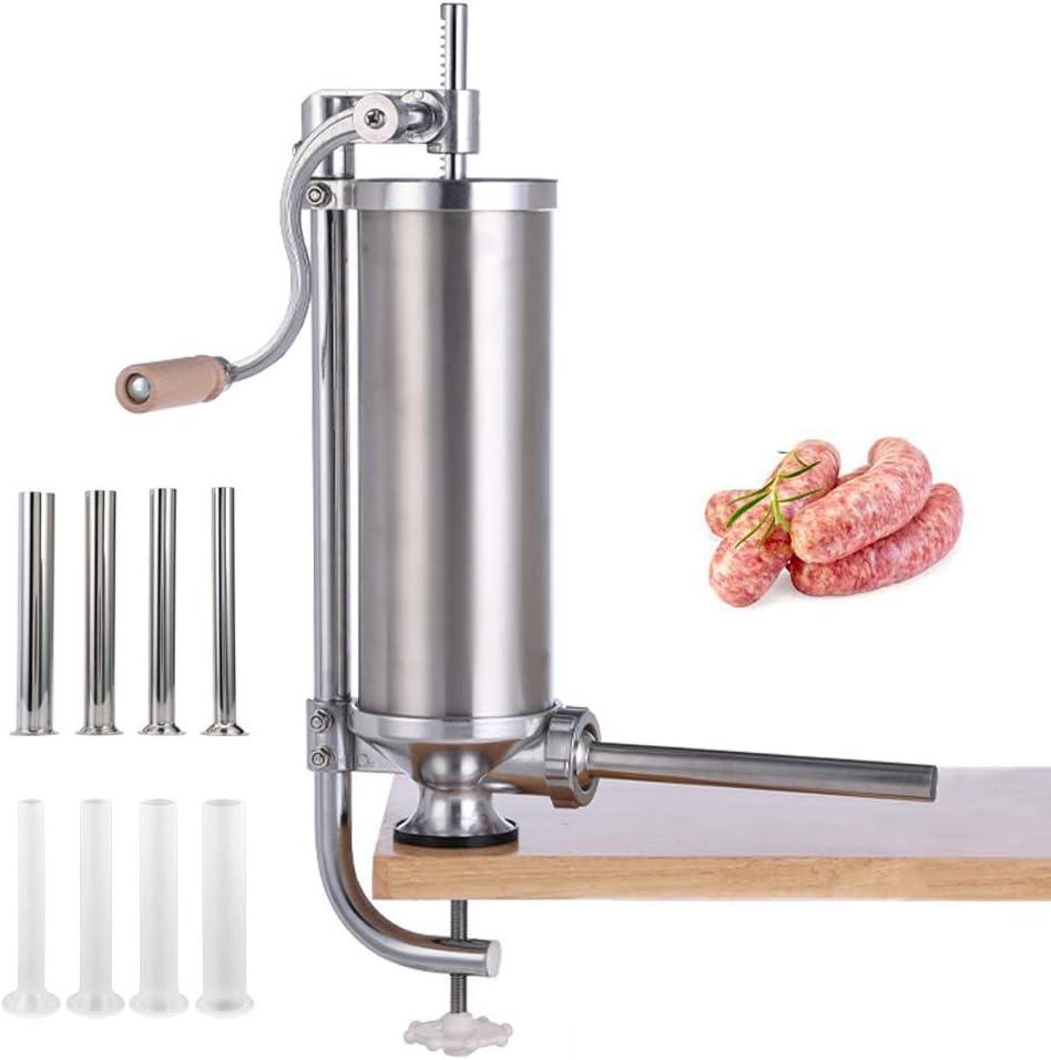 MASTER FENG Sausage Stuffer, Vertical Stainless Steel Sausage Maker Packed with 8 Tubes, Commercial and Household Use (5LBS VERTICAL)