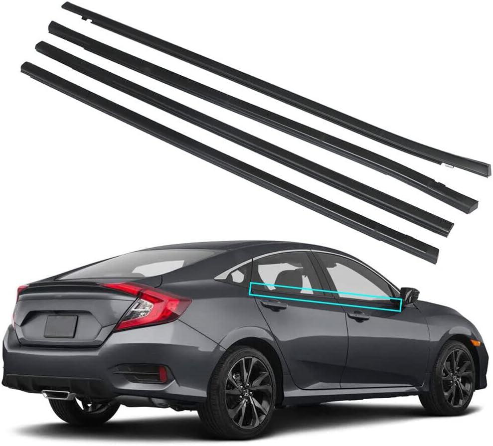 4 PCS 72450-TEA-T01 Door Weatherstrip Outside Trim Seal Belt Compatible with 2016-2021 Honda Civic Sedan, Replaces # 72410-TEA-T01, 72910-TEA-T01, 72950-TEA-T01