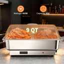 Garvee Electric Chafing Dish Buffet Set, 9 qt Roll Top Food Warmer with Transparent PC Lid, with 1 Full-Size Pan & 2 Half-Size Stainless Steel Chafer for Catering Parties