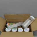 Ruckae 16oz Juice Bottles,Ribbed Glass Juicing Bottles with Lids,Smoothie Cup Lids and Straws,Water Bottle Mason Jar Drinking Glasses for Juicing,Smoothies,Kombucha (Clear-8 pack) (Transparent with Stripe)