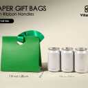 Vitalizart Paper Gift Bags With Ribbon Handles Set of 10 Assorted Colors Bulk Reusable For Gift Wrap Girls Kids Birthday Bridal Shower Party Favors Goodie Bags Candy Christmas 7.87"x3.54"x7.09" Small