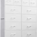 WLIVE Tall Dresser for Bedroom with 12 Drawers, Dressers & Chests of Drawers, Fabric Dresser for Bedroom, Closet, Fabric Storage Dressers with Storage Drawers, Steel Frame, Wood Top, White