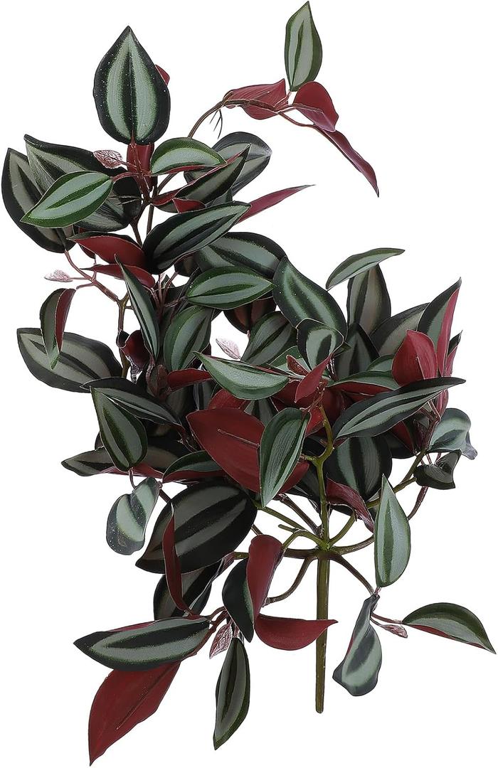 2 PCS VOSAREA Artificial Hanging Plants Wandering Jew Plant Fake Vines Artificial Hanging Leaves Plastic Greenery Garland for Home Wedding Garden Decoration Wandering Jew Live Plant (Red)