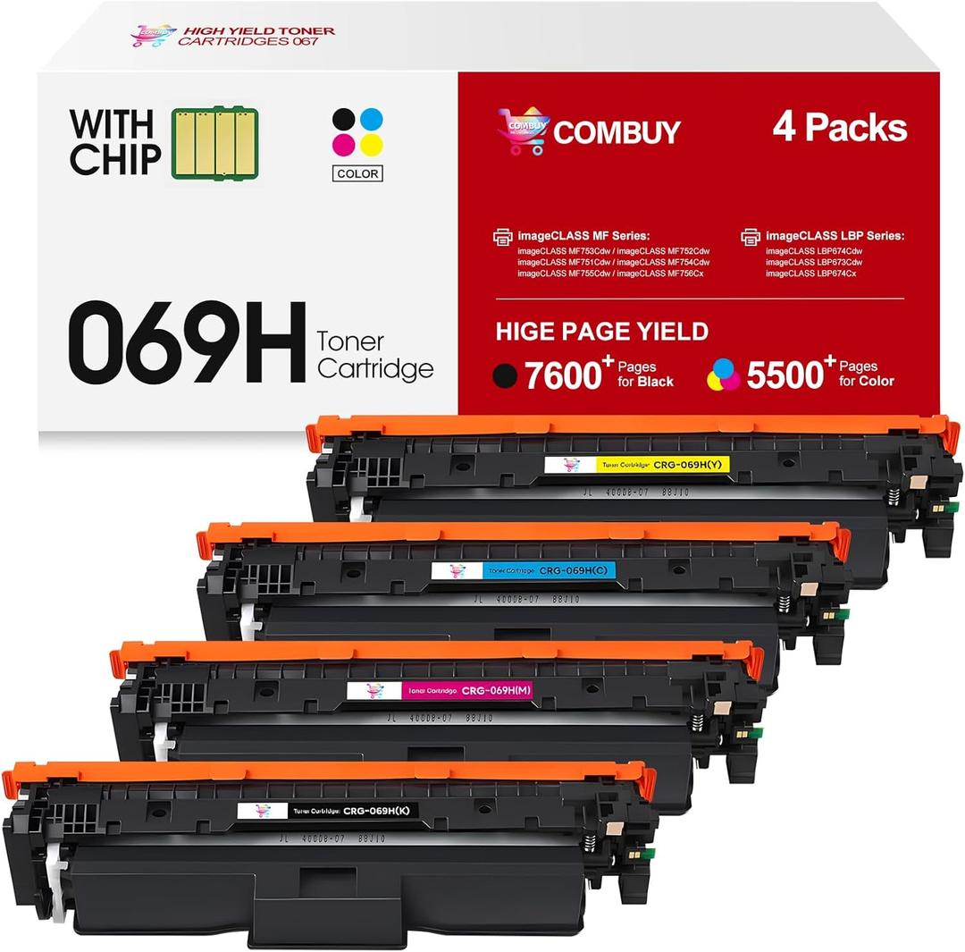 069H Toner Cartridge Set 4 Pack High Yield Replacement for Canon 069 069H Toner Cartridge Works for Canon Color imageCLASS MF753cdw MF751Cdw LBP674Cdw MF752Cdw LBP673Cdw Printer (B/C/M/Y) 069H Toner Cartridge Set 4 Pack High Yield Replacement for Canon 069 069H Toner Cartridge Works for Canon Color imageCLASS MF753cdw MF751Cdw LBP674Cdw MF752Cdw LBP673Cdw Printer (B/C/M/Y)