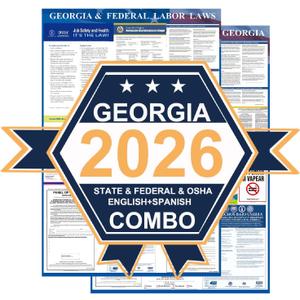 KIKIGO 2026 Georgia State & Federal Labor Laws Poster OSHA Bilingual Poster, 24" x 36"