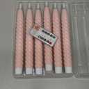 Pink Flameless Taper Candles Real Wax Flickering Pastel with Remote Timer, 3D Wick LED Spiral Candles Battery Operated 6 Pack 9.8 inch, Wedding Birthday Home Party Holiday Dinner Decor