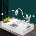 Turtle Tank Aquarium, Tank Terrapin Lake with Water Pump for Pet Turtle Reptile Habitat (M+Water Pump)