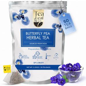 Butterfly Pea Herbal Tea 100gm/3.5oz, Natural Herbal Infusion, 50 Tea Bags (EXP 09/30/27)