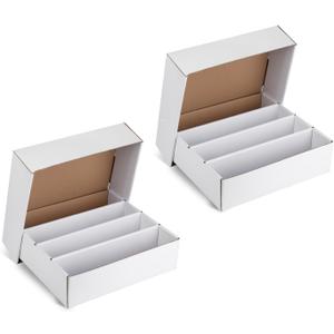 Collector Card Storage Box  Holds 3120 Trading Cards, White Sports Card Organizer with Sorting Tray & Sleeve Cases for Soccer, Basketball & More (2 Sets)