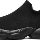 LDJ Womens Lightweight Slip on Walking Shoes Comfort Breathable Nurse Shoe Mesh Sock Casual Fashion Tennis Running Sneakers (8.5, Black)