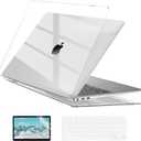 EooCoo Hard Case Compatible with MacBook Air 13.3 inch M1 Chip 2021-2018 with Retina Display, Air 13.3 inch Plastic Protective Case + Transparent Keyboard Cover + Screen Protector, Crystal Clear