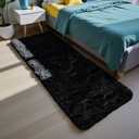 Soft Runner Rugs for Bedroom, Black 2x6 Area Rugs Fluffy Rug Shag Area Rug Carpet, Bedside Rug for Living Room Bedroom Kids Room Home Decor